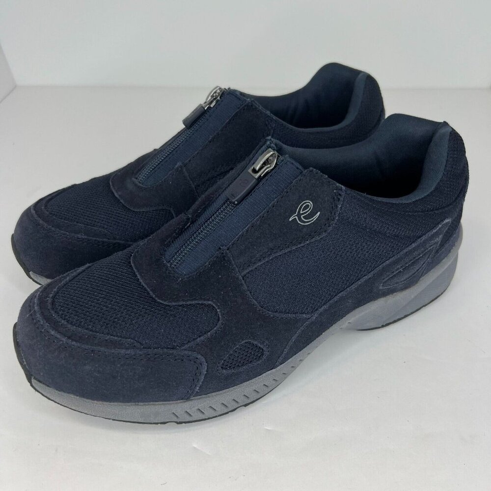 Easy Spirit Womens Blue Serheal Leather Suede Zip-Up Size 9N Slip-On Shoes